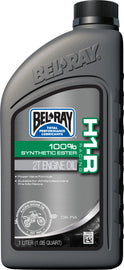 Bel-Ray H1-R Syn Ester 2T Engine Oil in 1L bottle, ideal for small engines, shown in a case of 12 bottles.
