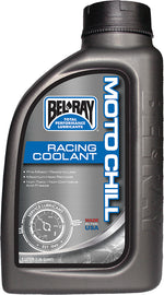 Bel-Ray Moto Chill coolant 1L bottle, motorcycle coolant chemical, part of 12-case packaging, used for engine cooling.