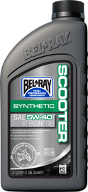 Bel-Ray Scooter Synthetic Engine Oil 4T 5W40 1L bottle, ideal for scooters, with a clean label and oil container.