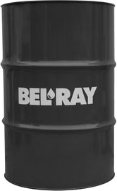 Bel-Ray Shop Petroleum Oil 4T 10W40 in a large 55-gallon drum, industrial chemical for motorcycle engines.