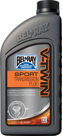 Bel-Ray Sport Transmission Fluid 1L bottle, part of a 12-pack case, shown in a clean, professional product image.