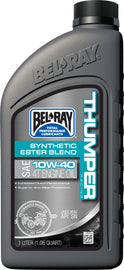 Bel-Ray Thumper Semi-Syn Ester 10W-40 motorcycle engine oil bottle, 1 liter, with 12-pack case for chemical lubricant use