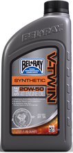 Load image into Gallery viewer, Bel-Ray V-Twin Synthetic Oil 20W50 in 1-liter bottle, ideal for motorcycle engine lubrication, showing the oil container and label.