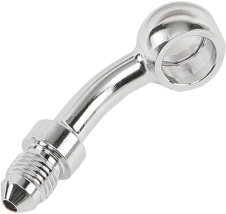 Chrome Goodridge 35 Degree Banjo Brake fitting with 7/16 inch size, featuring a sleek, polished finish and detailed threading.