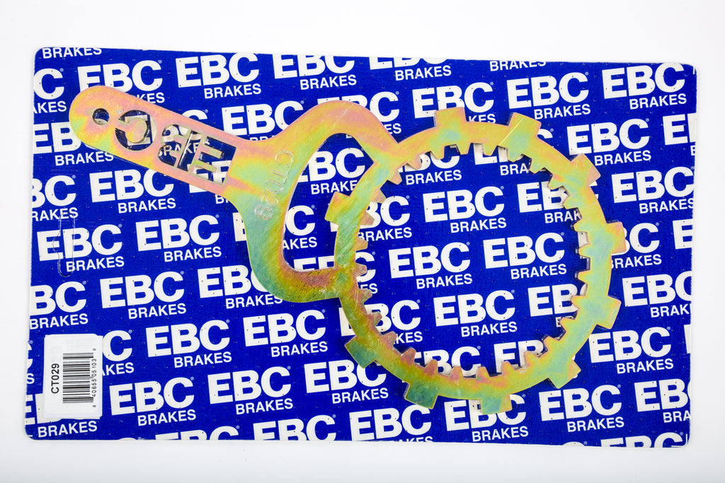 EBC Motorcycle Brakes clutch basket holder tool, model CT029, used for motorcycle clutch assembly and maintenance.