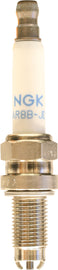 NGK spark plug #8765/10 2-MAR8B-JDS showing the metal shell and ceramic insulator for automotive engine use
