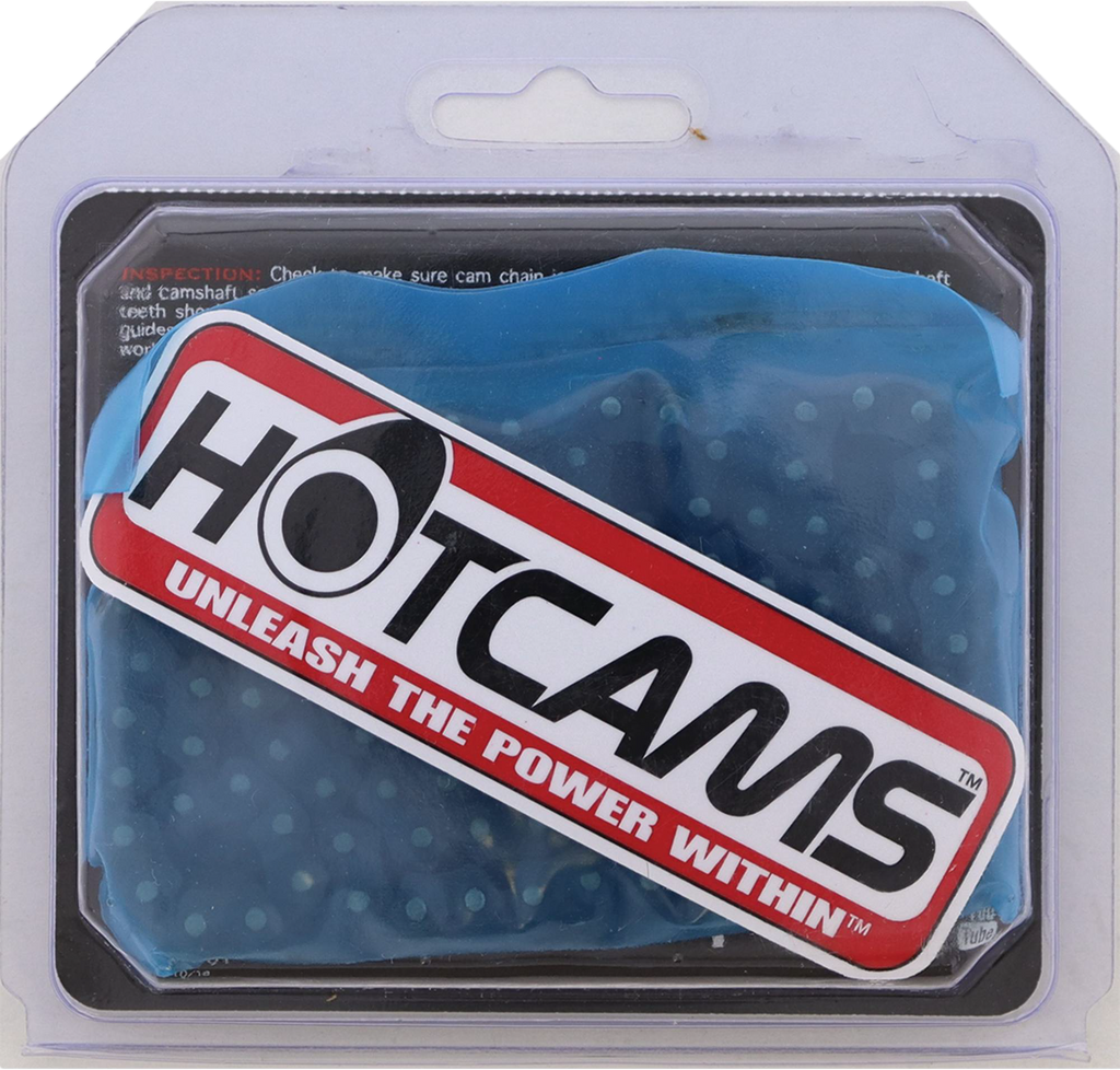 Hot Cams engine cam chain, durable automotive part with metal links, designed for motorcycle engine performance.