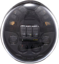 Load image into Gallery viewer, Pathfinder V-Rod black headlight for motorcycle with sleek design, mounted on a V-Rod bike.