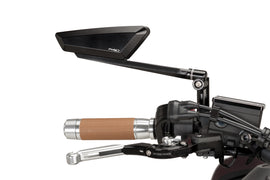 Black PUIG Hypernaked mirror right side, showcasing sleek design and reflective surface for motorcycle customization.