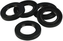 Load image into Gallery viewer, James Gasket double lip chain cover gasket seal for Big Twins, set of five, with visible gasket edges and black rubber material.