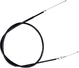Motion Pro black vinyl throttle cable for motorcycles, showing the flexible cable with protective black vinyl covering.