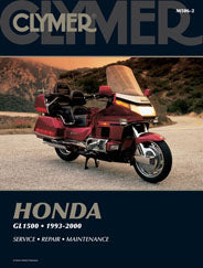 Clymer repair manual for Honda GL1500 motorcycle, showing detailed diagrams and instructions for maintenance and repairs.
