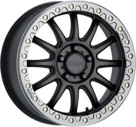 Raceline Alpha Bdlk 17x7 black and gunmetal alloy wheel with +40mm offset, featuring a bold, multi-spoke design.