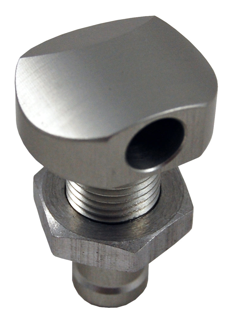 Polished Blowsion Billet Thru-Hull Water Fitting with 3/8" size and 90-degree angle for boat body installation.