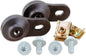 BOLT 2-Stroke Pipe Mount hardware fitting, black metal clamp for motorcycle exhaust pipes, durable and secure fastener.