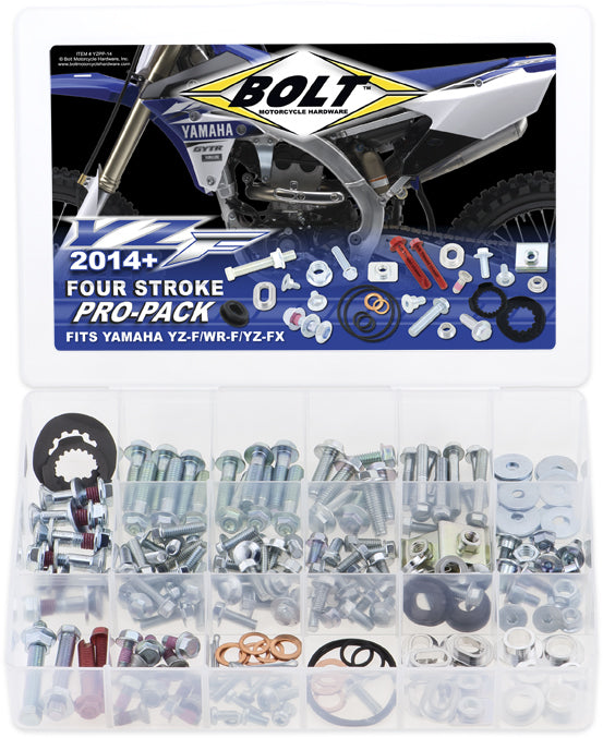 BOLT 4 Stroke Pro Pack Yamaha YZF 2014+ hardware and fasteners for motorcycle maintenance and repairs.