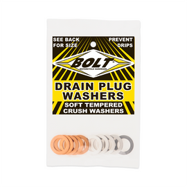 BOLT Crush Washers 14x22.3mm, 10-pack with 5 aluminum and 5 copper washers for hardware and fittings.