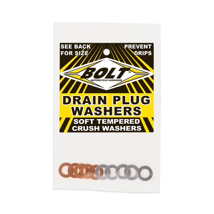 BOLT Crush Washers 8x5mm pack with 5 aluminum and 5 copper washers for hardware fittings, shown in a close-up image.