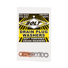 Charger l'image dans la galerie, BOLT Crush Washers 8x5mm pack with 5 aluminum and 5 copper washers for hardware fittings, shown in a close-up image.