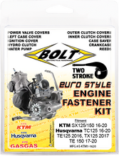 Load image into Gallery viewer, BOLT engine fastener kit for Husqvarna and KTM motorcycles, includes hardware and fittings for engine assembly.