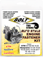 BOLT engine fastener kit for Husqvarna and KTM motorcycles, includes hardware and fittings for engine assembly.