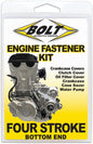 BOLT engine fastener kit for Kawasaki and Suzuki motorcycles, includes hardware and fittings for engine assembly.