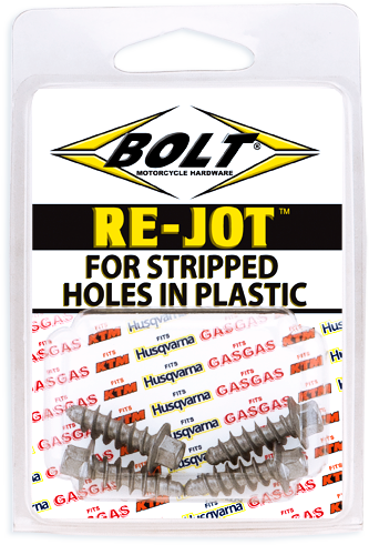 BOLT Euro Re-Jot body panel screws for repairing stripped holes in plastic, designed for automotive and hardware applications.