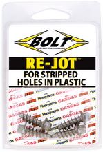 Load image into Gallery viewer, BOLT Euro Re-Jot body panel screws for repairing stripped holes in plastic, designed for automotive and hardware applications.