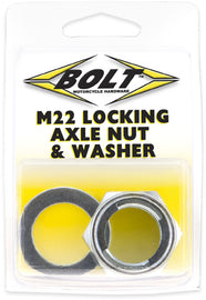 BOLT locking axle nut, 22mm size, used as hardware fastener for secure axle fitting in automotive or machinery applications.