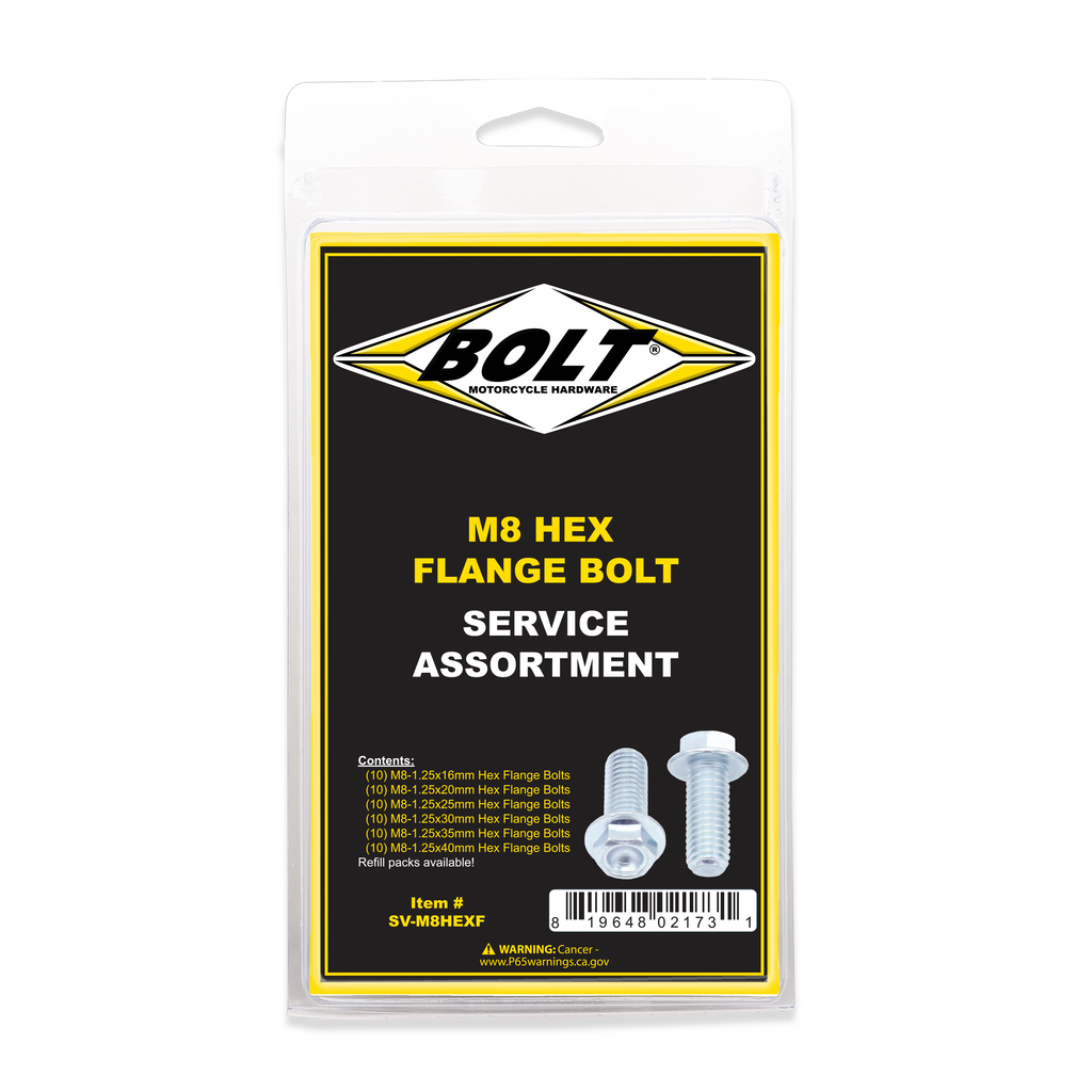 BOLT M8 10mm hex flange bolt, hardware fastener, showing silver metal bolt with hex head and flange for secure fitting