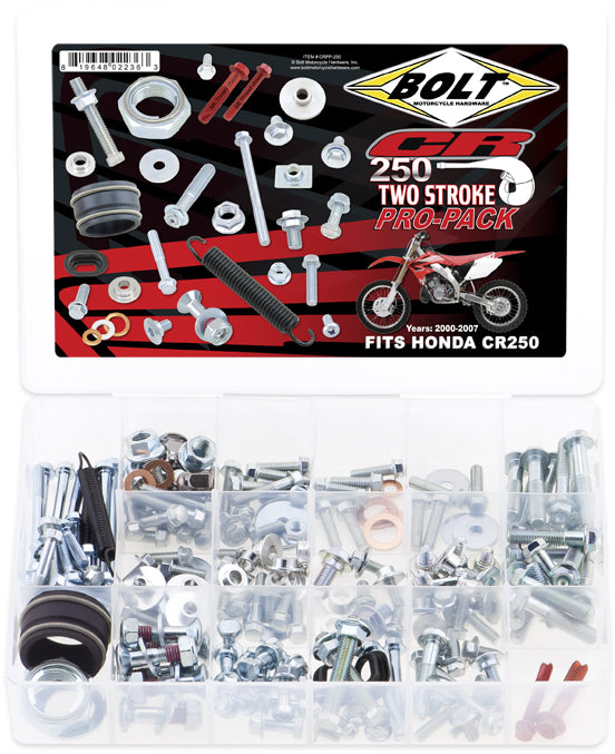 BOLT Pro-Pack Cr250 020-00112 hardware fasteners and fittings in a compact pack, displayed on a white background.