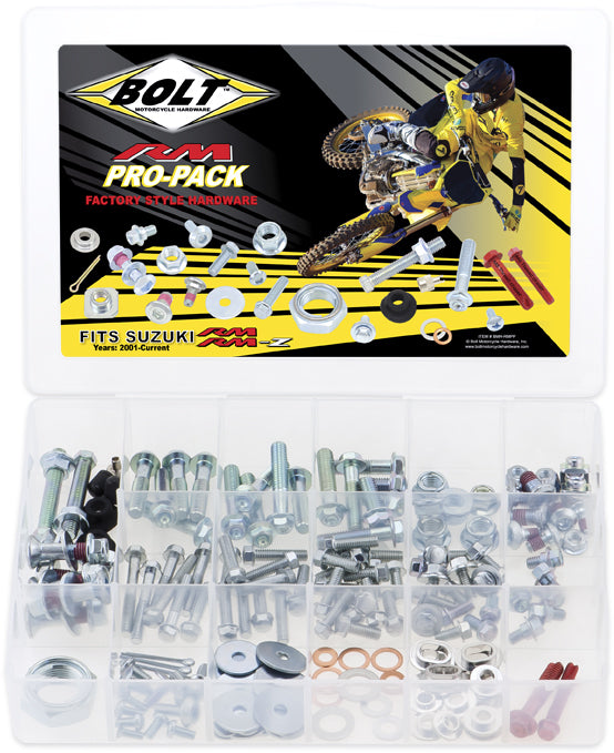 BOLT Pro-Pack Suz Rm/Rmz 020-00161 hardware fasteners and fittings with metal components on a white background.