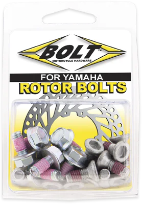 BOLT Yamaha rotor bolts, hardware fasteners for motorcycle brake system, durable metal fittings with threading.