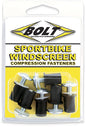 BOLT Windscreen Fasteners 6-pack, durable hardware fittings for motorcycle or vehicle windscreens, in black finish.