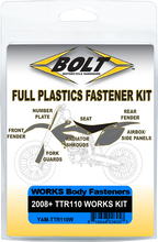 Load image into Gallery viewer, BOLT Works Body Work Fastener Kit for Yamaha TTR110, includes multiple fasteners and fittings for motorcycle body panels.