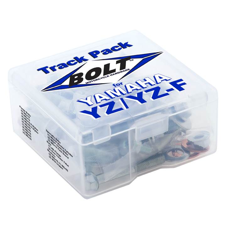 BOLT Yz Track Pack 020-00116 hardware fittings with metal fasteners and connectors on a white background