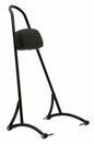 Black Burly Brand tall sissy bar with padded backrest on a motorcycle, designed for XL models from 2004 to 2022.