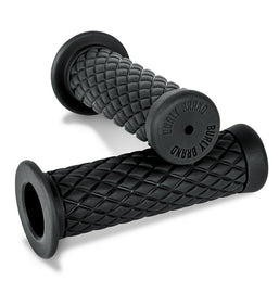 Black Burly Brand Rubber Diamondback grips for 7/8-inch handlebars, featuring textured rubber for secure bike handling.
