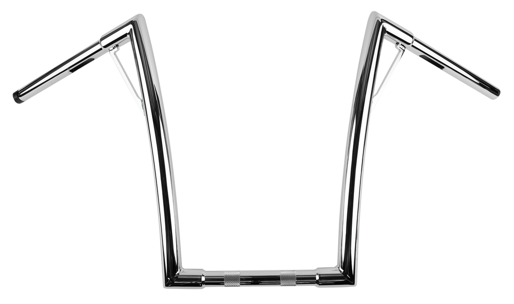 Chrome Burly Brand Louie 16-inch handlebars with 1.25-inch diameter, featuring a classic design for motorcycle or bike use.