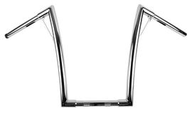 Chrome Burly Brand Louie 16-inch handlebars with 1.25-inch diameter, featuring a classic design for motorcycle or bike use.