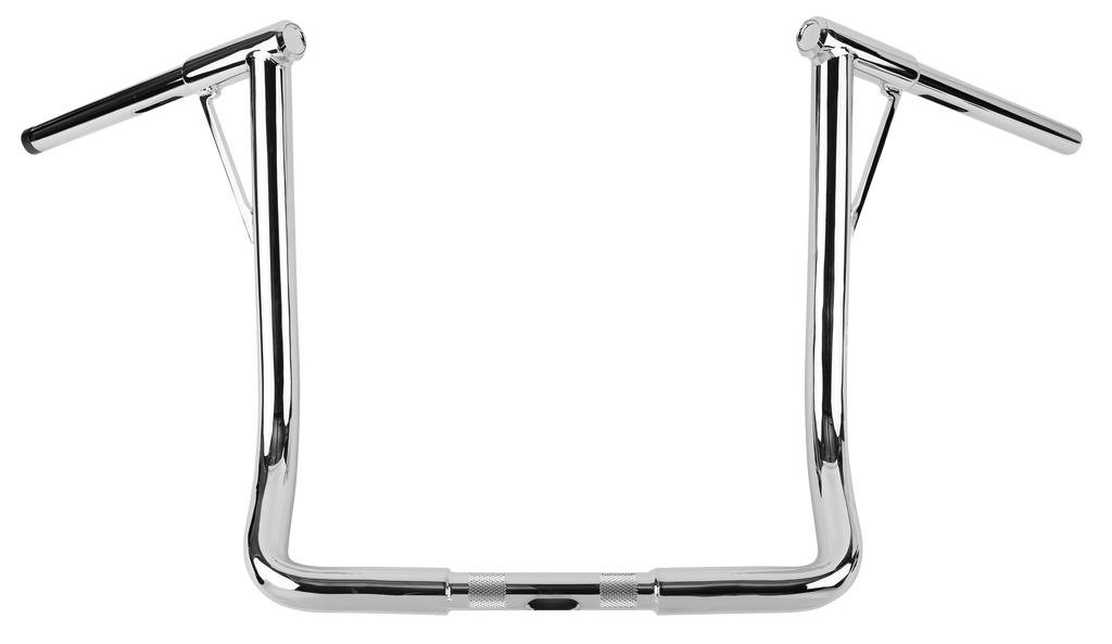 Chrome Burly Brand Louie-Bagger 16-inch handlebars with 1.25-inch tubing, designed for custom motorcycle builds.