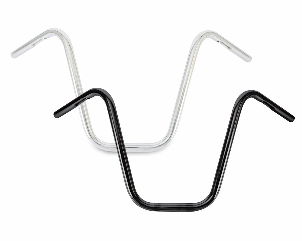 Chrome Burly Brand Narrow 14-inch Apehangers handlebars with 1-inch diameter for motorcycle handlebar replacement.