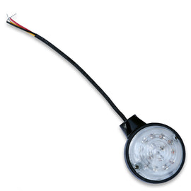 Burly Brand LED turn signal with clear and amber lenses, black front housing, designed for motorcycle use.