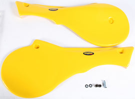 Yellow Maier side panels for motorcycle, part number 65-21310, with a sleek design and vibrant color.