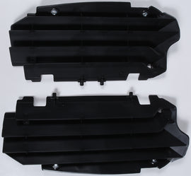 Polisport Plastics Street radiator louvers in black, model 64-56521, designed for motorcycle cooling system protection.