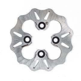 Front braking rotor by Braking, showing a metal disc with vented design for effective motorcycle or vehicle braking.