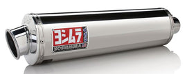 Yoshimura RS-3 slip-on exhaust for motorcycle, stainless steel construction, showcasing the sleek, polished design.