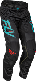 Fly Racing Kinetic Mesh Rave Pants in red, black, and mint with size 36, featuring lightweight, breathable fabric and sporty design.