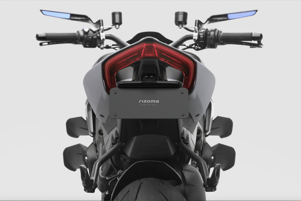 RIZOMA Flat-Out Fender Eliminator body kit for Ducati 58-PTU011B, showing sleek black design for motorcycle rear end.