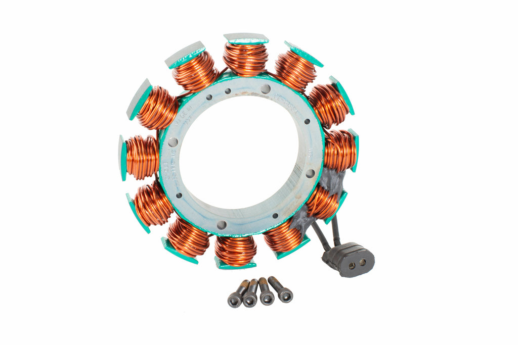 Cycle Electric Big Twin 81-88 electrical stator with coil windings and mounting points for Harley-Davidson motorcycle repair.